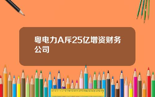 粤电力A斥25亿增资财务公司