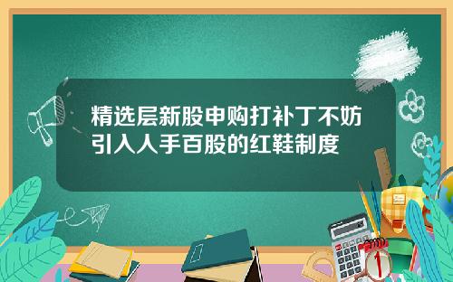 精选层新股申购打补丁不妨引入人手百股的红鞋制度