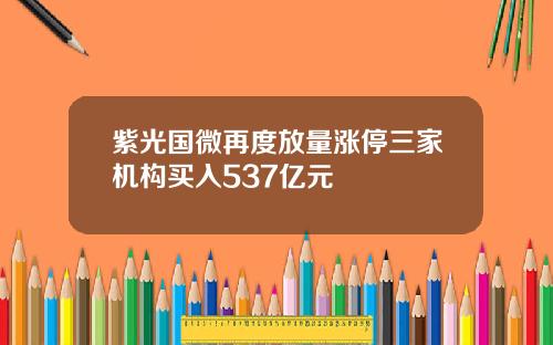 紫光国微再度放量涨停三家机构买入537亿元