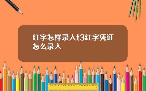 红字怎样录入t3红字凭证怎么录入