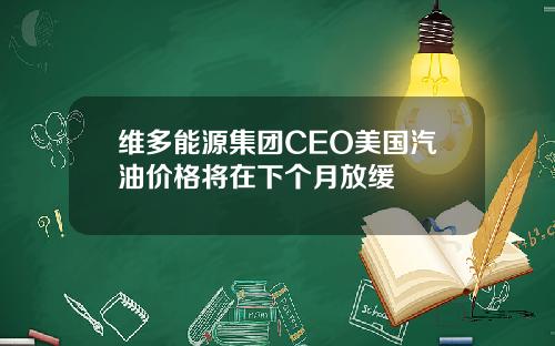 维多能源集团CEO美国汽油价格将在下个月放缓