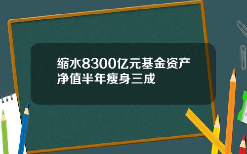 缩水8300亿元基金资产净值半年瘦身三成