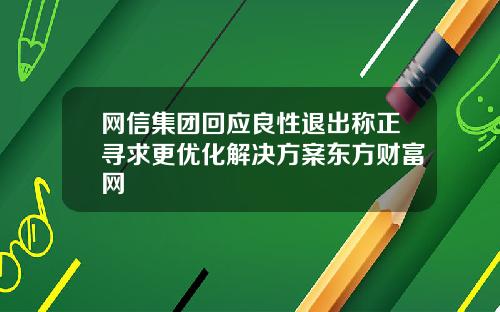 网信集团回应良性退出称正寻求更优化解决方案东方财富网