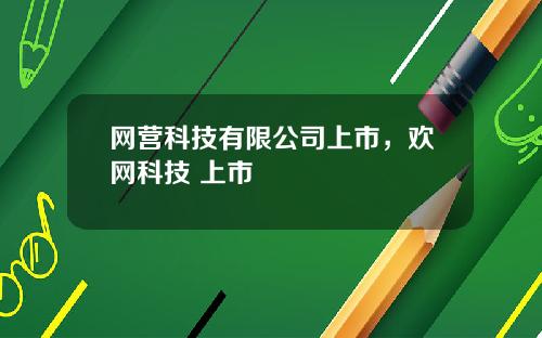 网营科技有限公司上市，欢网科技 上市