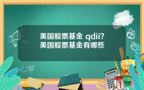 美国股票基金 qdii？美国股票基金有哪些
