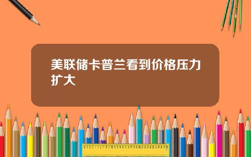 美联储卡普兰看到价格压力扩大