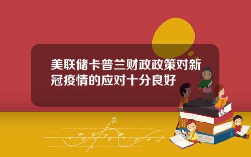 美联储卡普兰财政政策对新冠疫情的应对十分良好