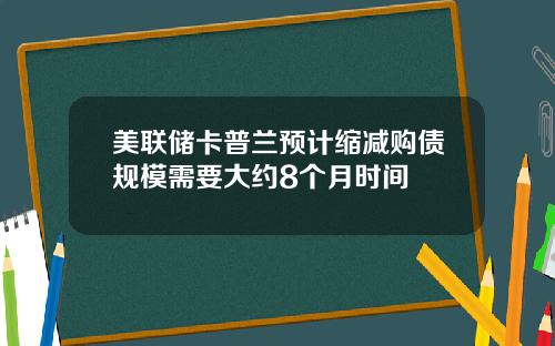美联储卡普兰预计缩减购债规模需要大约8个月时间
