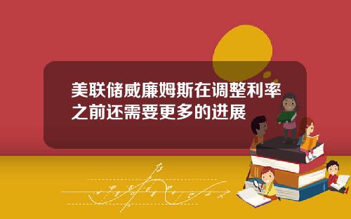 美联储威廉姆斯在调整利率之前还需要更多的进展