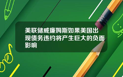 美联储威廉姆斯如果美国出现债务违约将产生巨大的负面影响