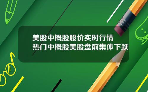 美股中概股股价实时行情 热门中概股美股盘前集体下跌