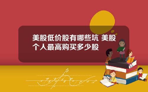 美股低价股有哪些坑 美股个人最高购买多少股