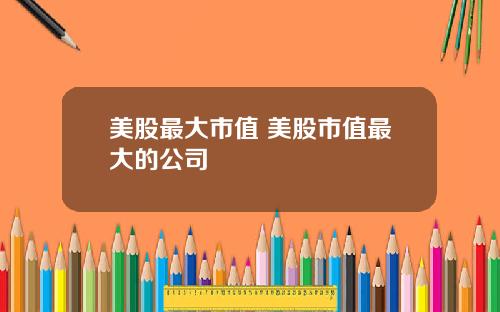美股最大市值 美股市值最大的公司