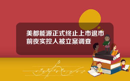 美都能源正式终止上市退市前夜实控人被立案调查