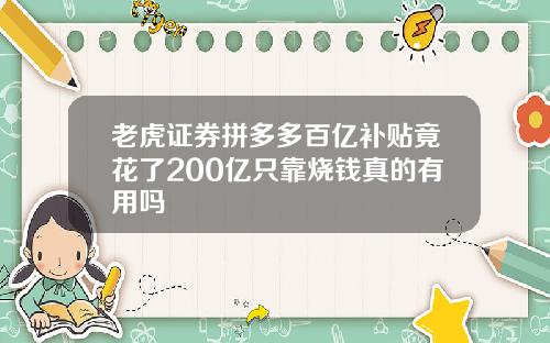 老虎证券拼多多百亿补贴竟花了200亿只靠烧钱真的有用吗