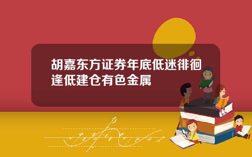 胡嘉东方证券年底低迷徘徊逢低建仓有色金属