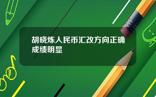 胡晓炼人民币汇改方向正确成绩明显