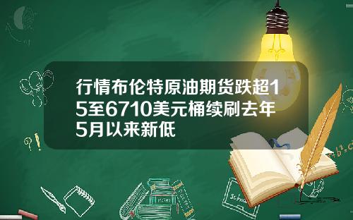 行情布伦特原油期货跌超15至6710美元桶续刷去年5月以来新低