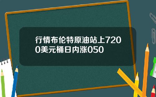 行情布伦特原油站上7200美元桶日内涨050