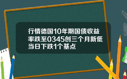 行情德国10年期国债收益率跌至0345创三个月新低当日下跌1个基点