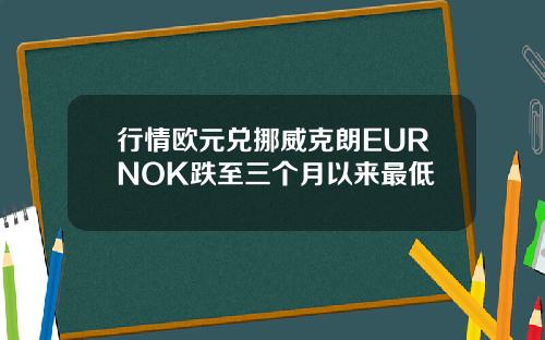 行情欧元兑挪威克朗EURNOK跌至三个月以来最低