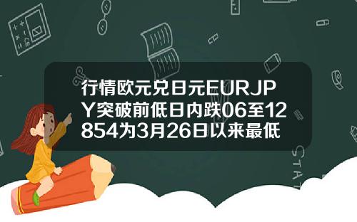 行情欧元兑日元EURJPY突破前低日内跌06至12854为3月26日以来最低