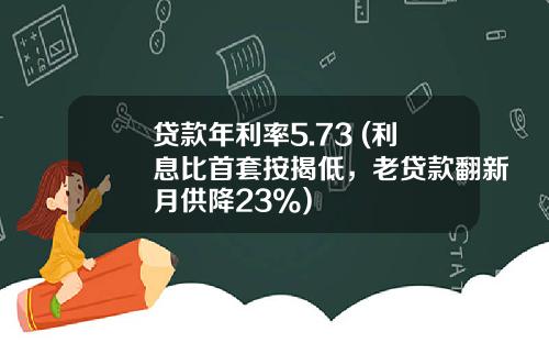 贷款年利率5.73 (利息比首套按揭低，老贷款翻新月供降23%)