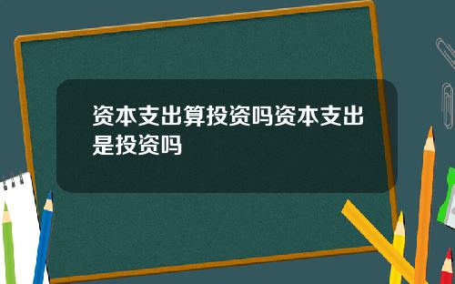 资本支出算投资吗资本支出是投资吗