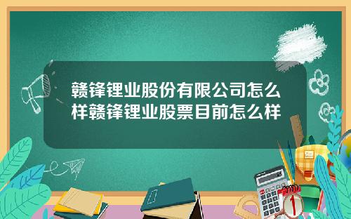 赣锋锂业股份有限公司怎么样赣锋锂业股票目前怎么样
