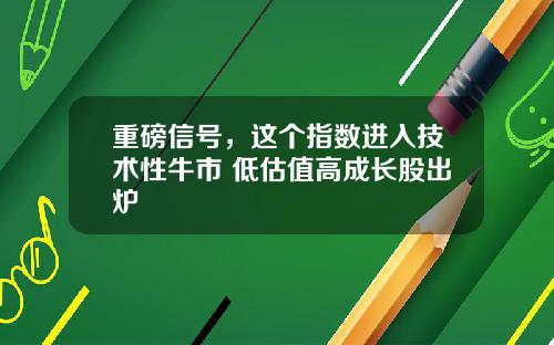 重磅信号，这个指数进入技术性牛市 低估值高成长股出炉