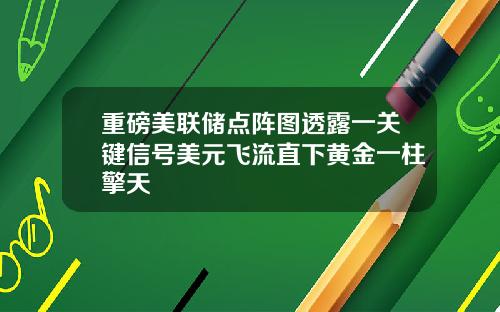 重磅美联储点阵图透露一关键信号美元飞流直下黄金一柱擎天