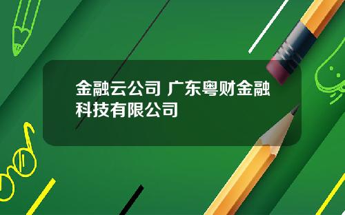金融云公司 广东粤财金融科技有限公司
