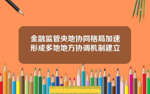 金融监管央地协同格局加速形成多地地方协调机制建立