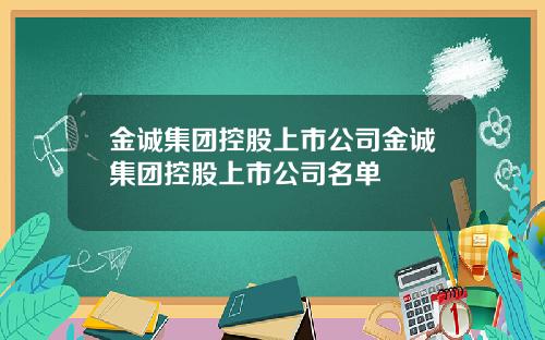 金诚集团控股上市公司金诚集团控股上市公司名单