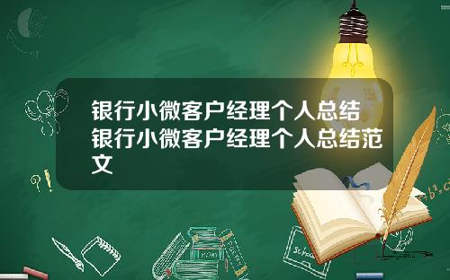 银行小微客户经理个人总结银行小微客户经理个人总结范文