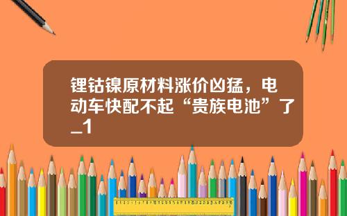 锂钴镍原材料涨价凶猛，电动车快配不起“贵族电池”了_1