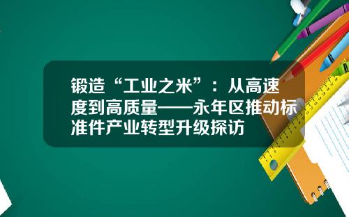 锻造“工业之米”：从高速度到高质量——永年区推动标准件产业转型升级探访