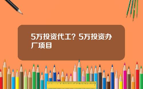 5万投资代工？5万投资办厂项目