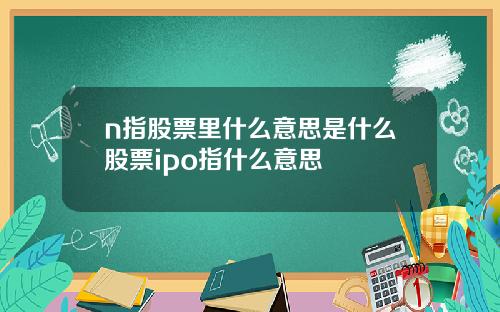 n指股票里什么意思是什么股票ipo指什么意思