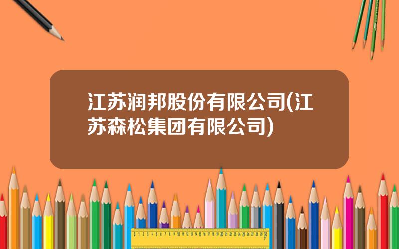 江苏润邦股份有限公司(江苏森松集团有限公司)