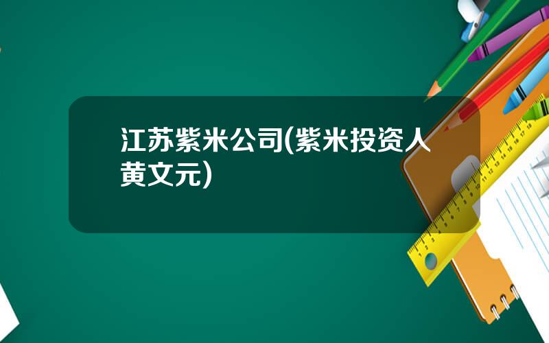 江苏紫米公司(紫米投资人黄文元)