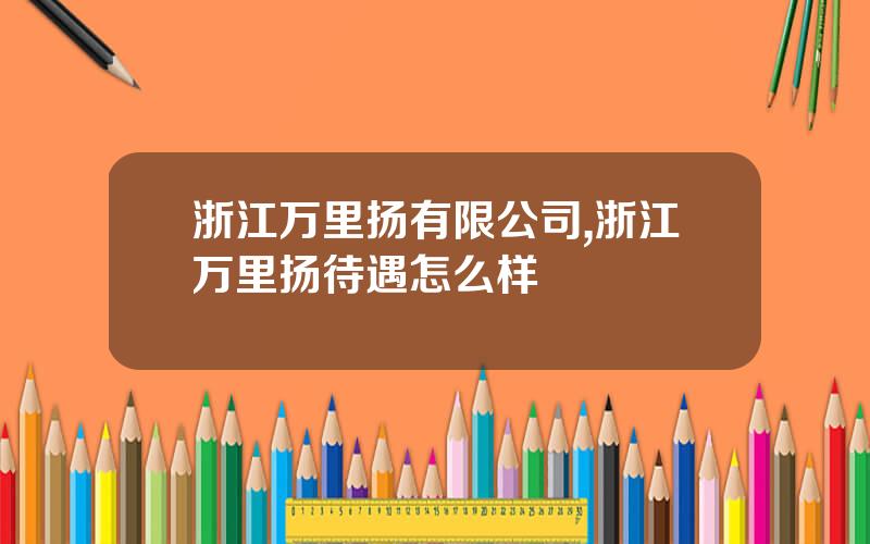 浙江万里扬有限公司,浙江万里扬待遇怎么样