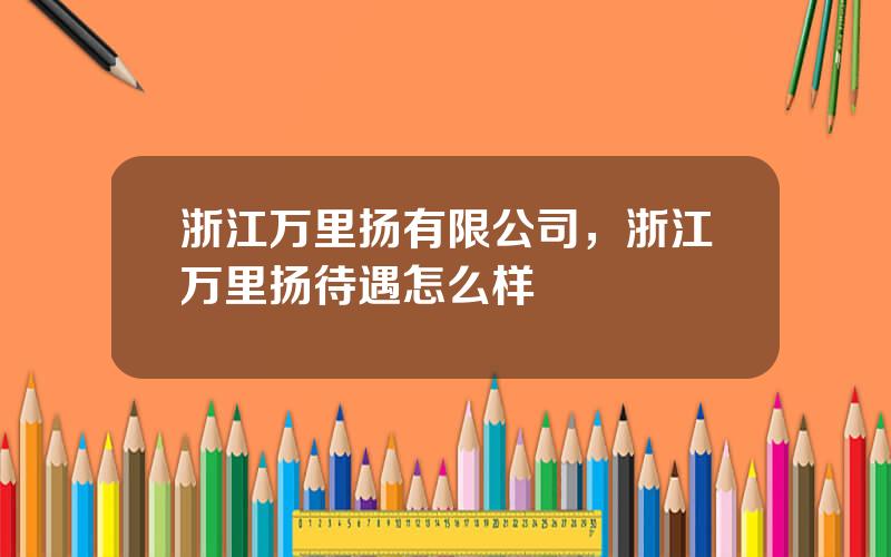 浙江万里扬有限公司，浙江万里扬待遇怎么样