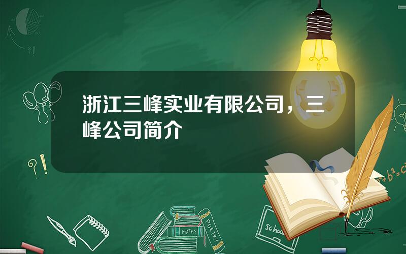 浙江三峰实业有限公司，三峰公司简介
