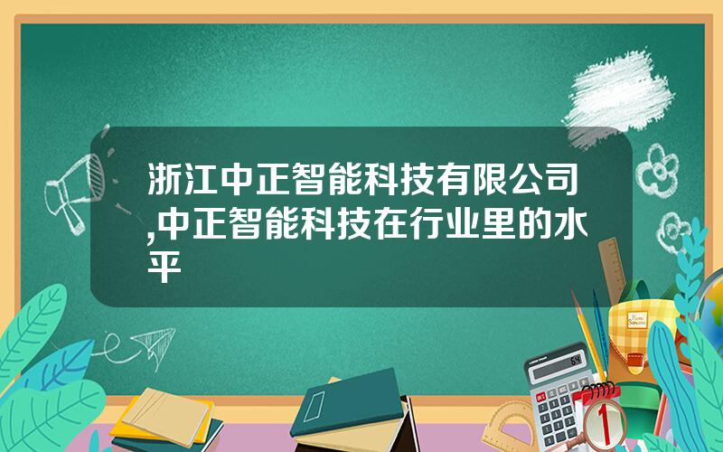 浙江中正智能科技有限公司,中正智能科技在行业里的水平