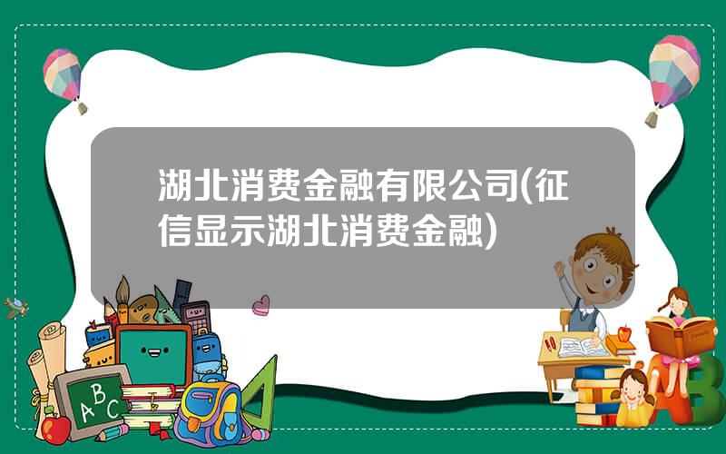 湖北消费金融有限公司(征信显示湖北消费金融)