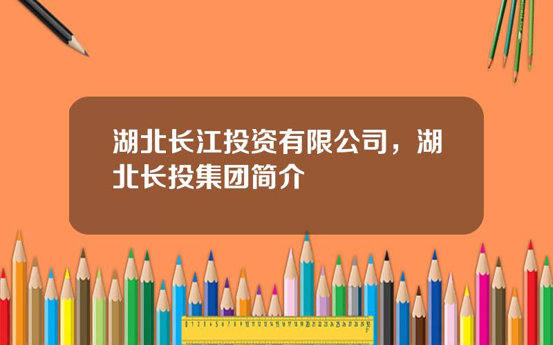 湖北长江投资有限公司，湖北长投集团简介