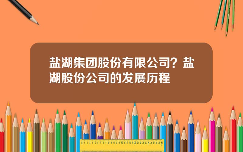 盐湖集团股份有限公司？盐湖股份公司的发展历程