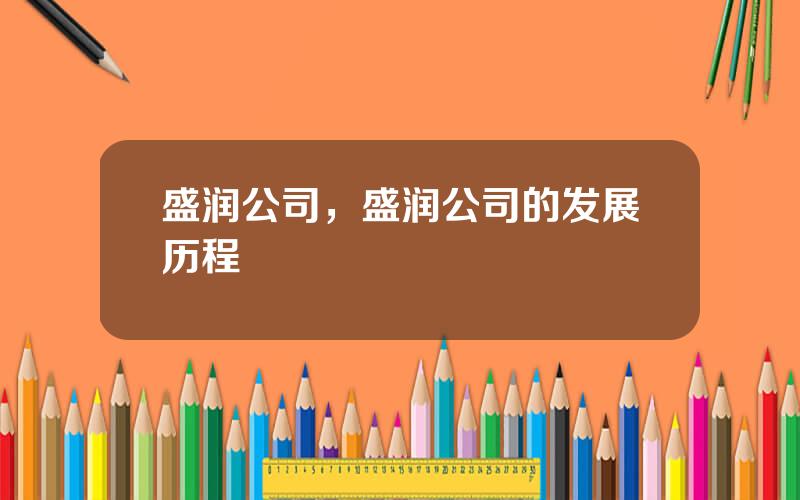 盛润公司，盛润公司的发展历程
