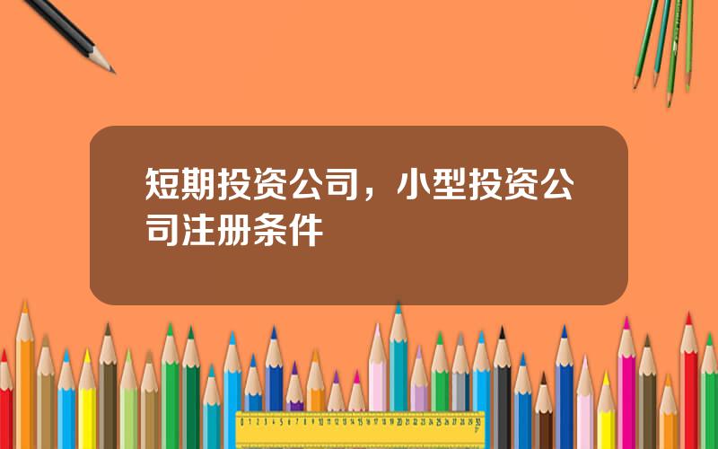 短期投资公司，小型投资公司注册条件